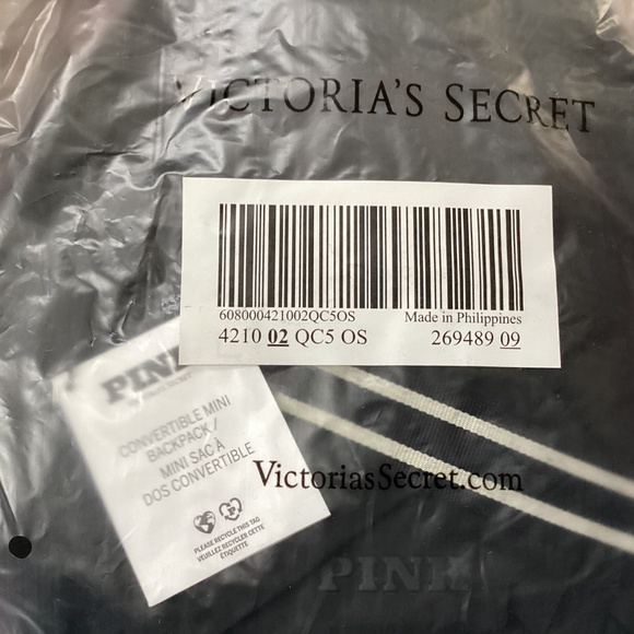 Victoria’s Secret Mini Convertible Pure Black Backpack NWT main image 4